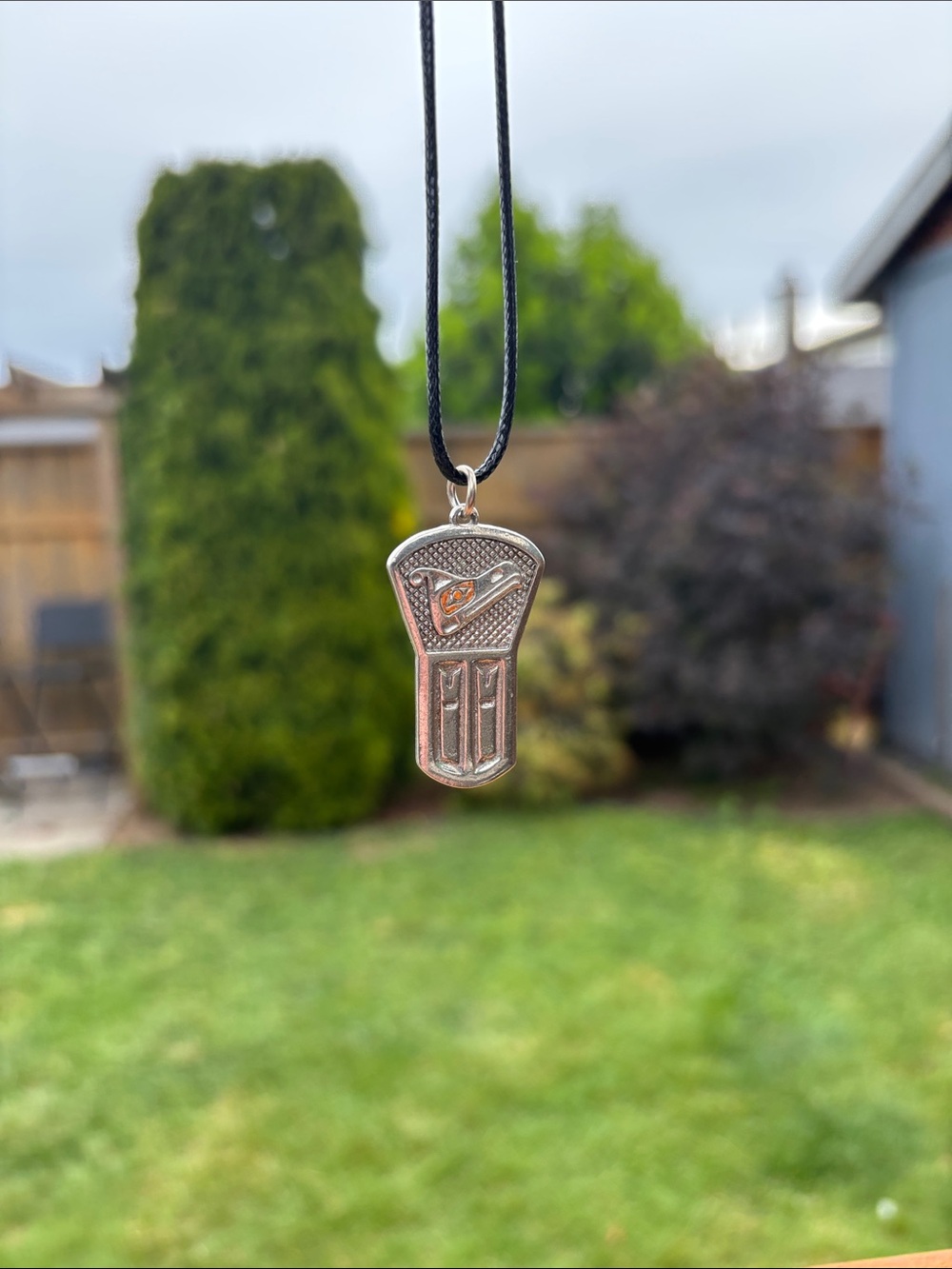 Thunderbird copper Pendant Necklace with Black Cord - new in box